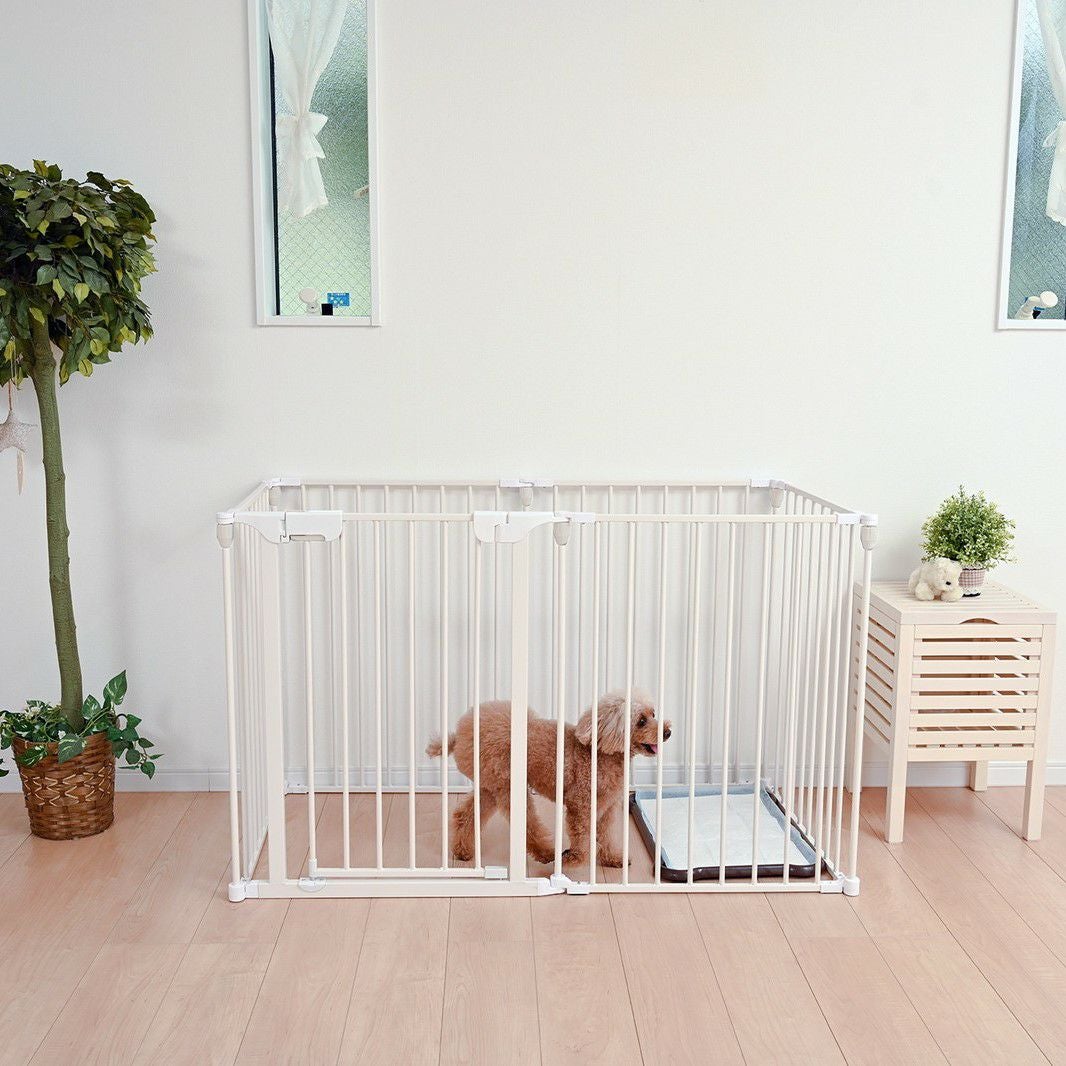 [新品]犬ペットサークル スチールペットサークル 6枚セット ホワイト | KISSBABY
