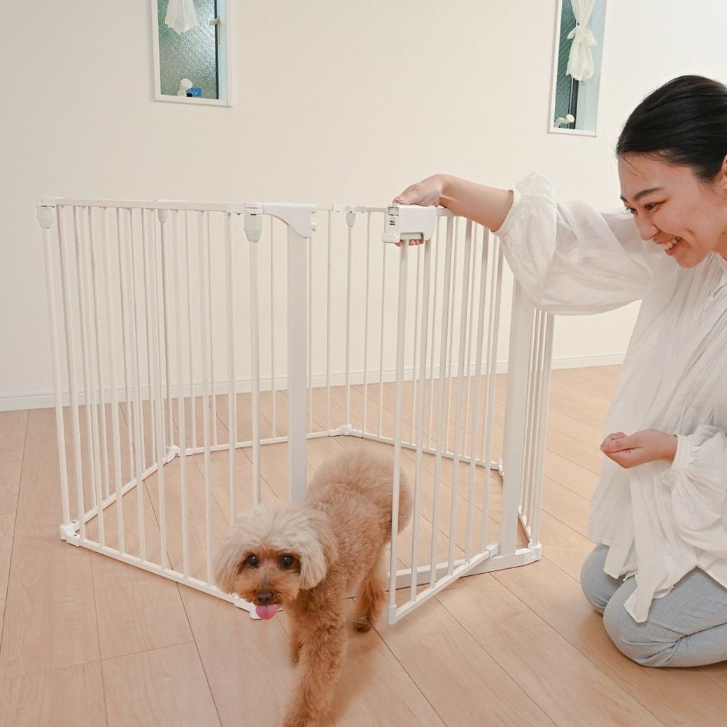 ペットサークル　スチール製　犬 ケージ ペットサークル スチール製 アイボリー グレー H120cm×W120cm 4