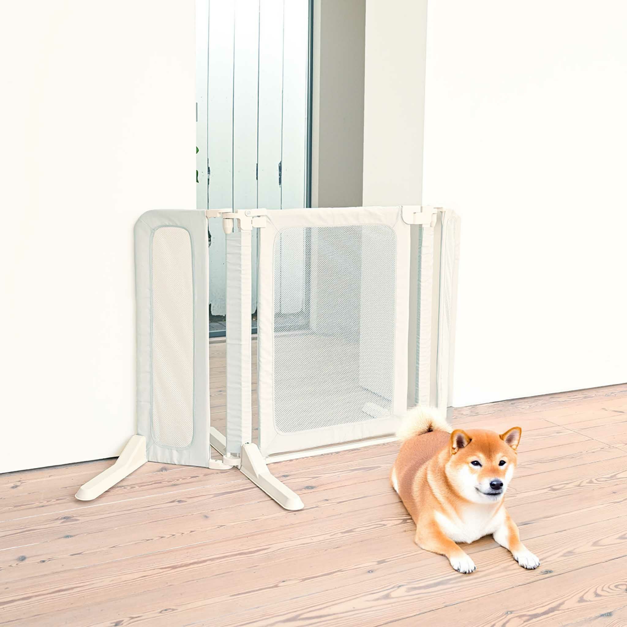 ペットゲート犬用置くだけ扉付き室内柵小型犬脱走防止折りたたみ軽量