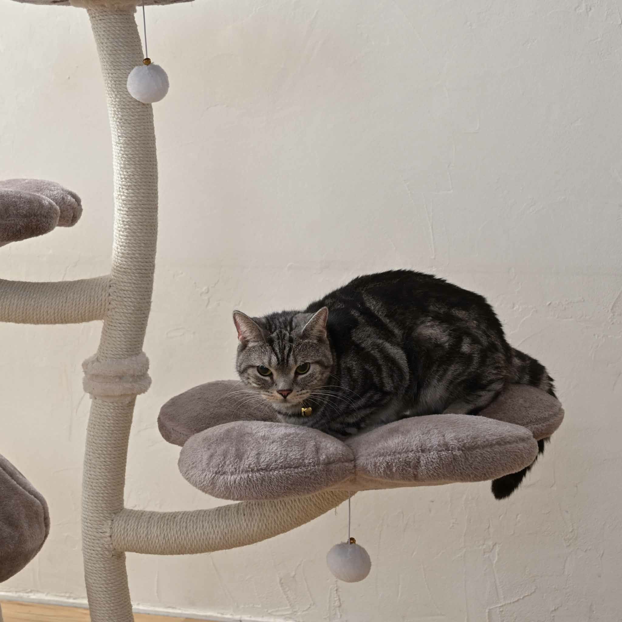 キャットツリーおしゃれ猫タワーかわいいきのこ花爪とぎ付き猫ベッド多