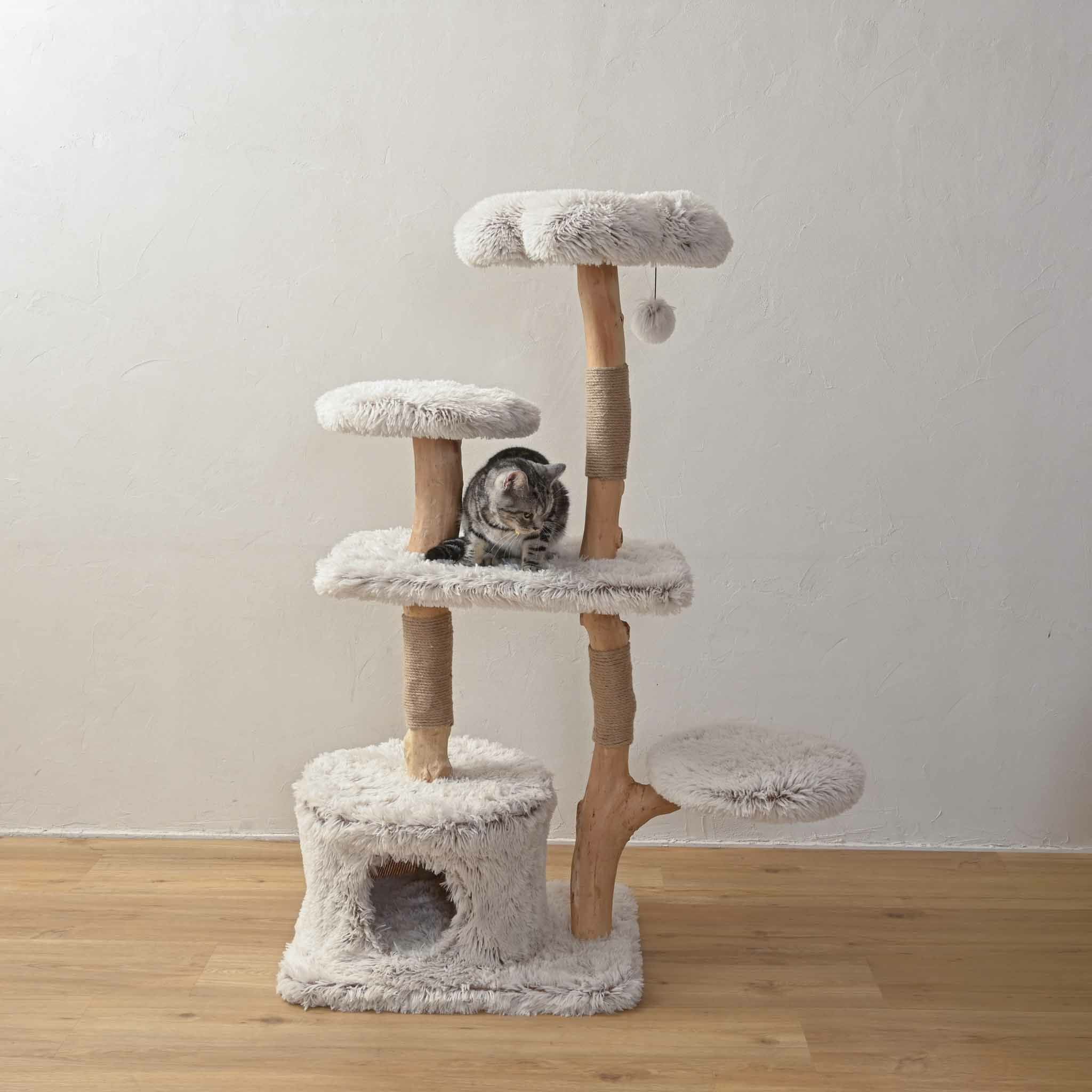 キャットツリー木製おしゃれ猫タワー天然木ナチュラルインテリア爪とぎ