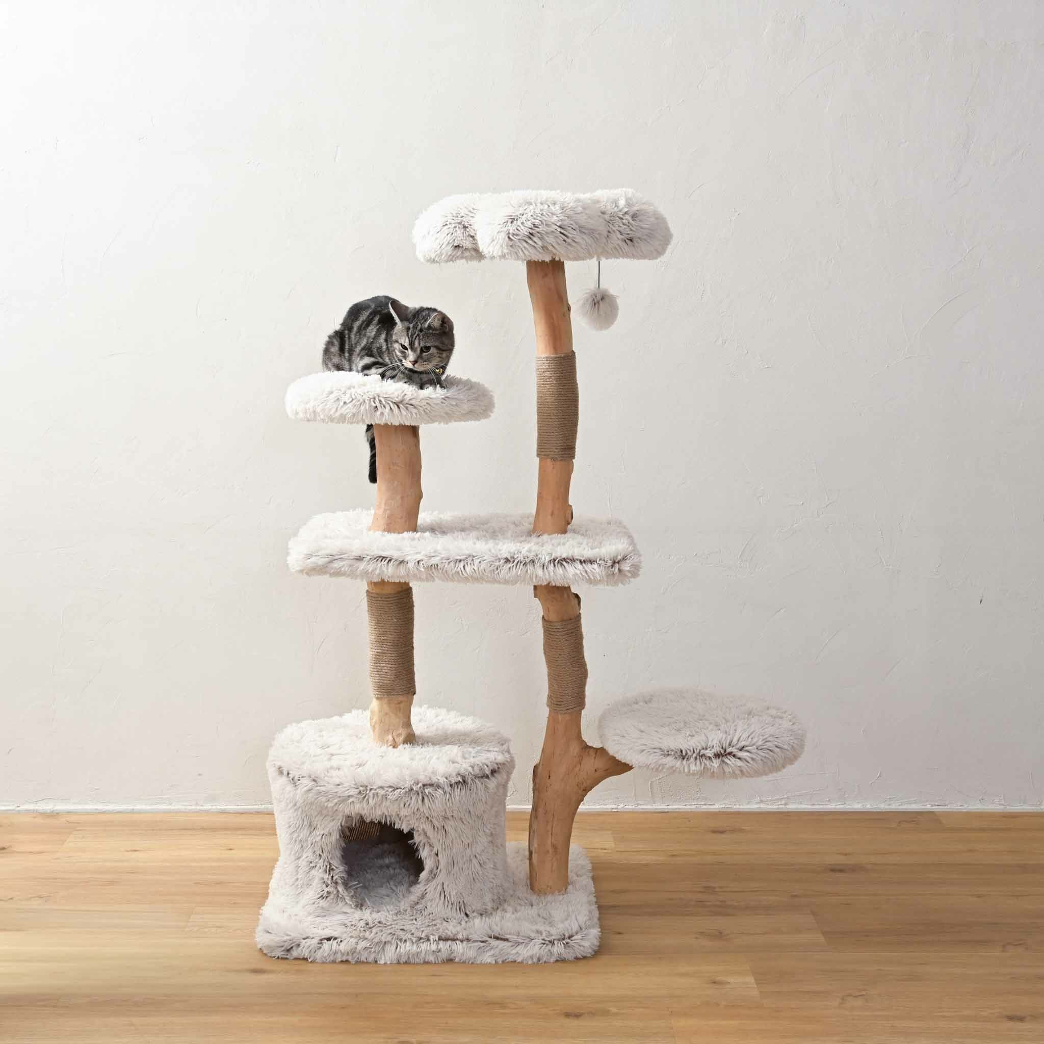 キャットツリー木製おしゃれ猫タワー天然木ナチュラルインテリア爪とぎ