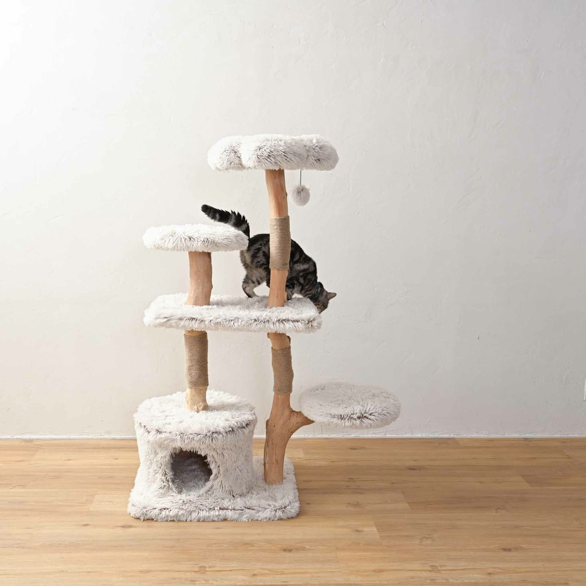 キャットツリー木製おしゃれ猫タワー天然木ナチュラルインテリア爪とぎ