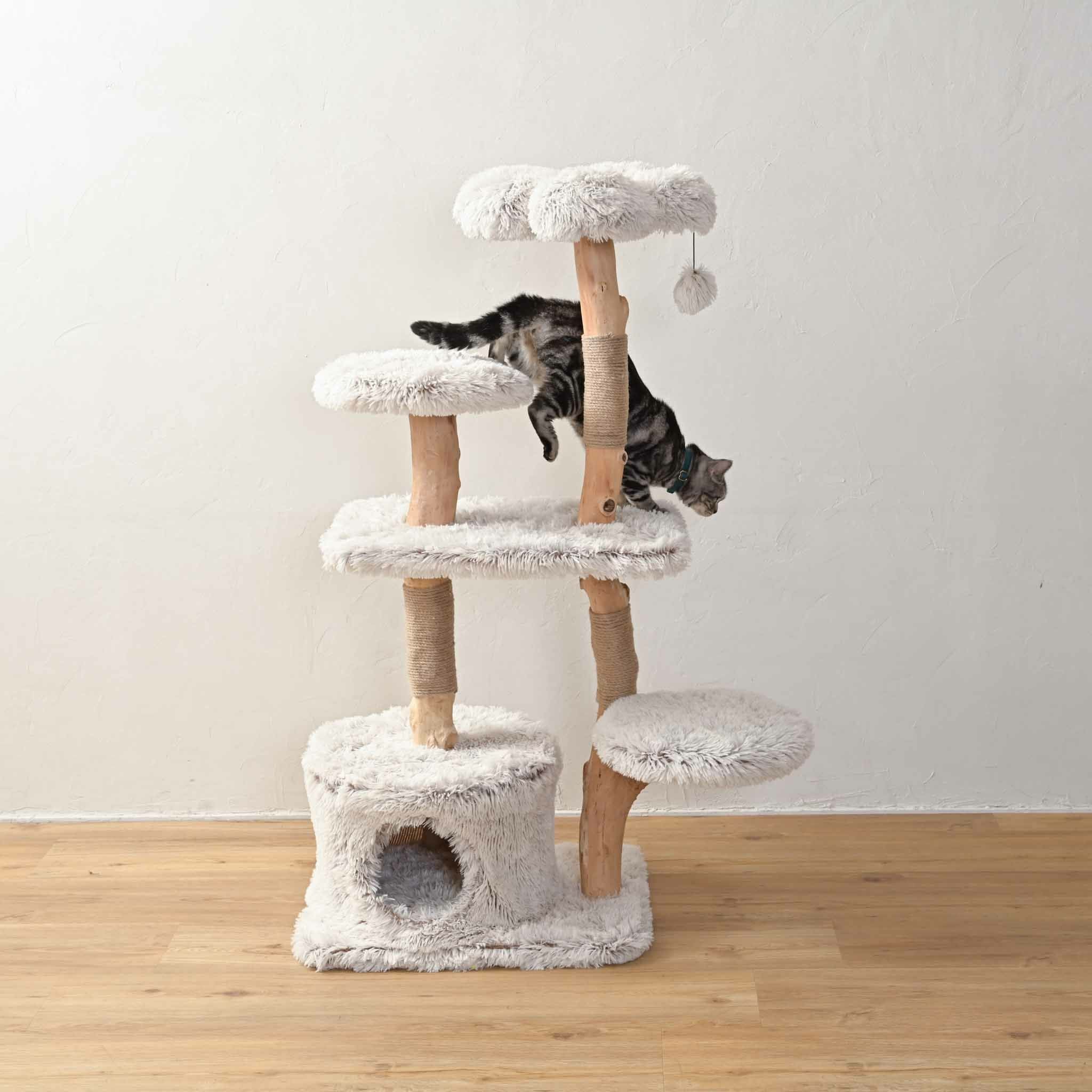 キャットツリー木製おしゃれ猫タワー天然木ナチュラルインテリア爪とぎ