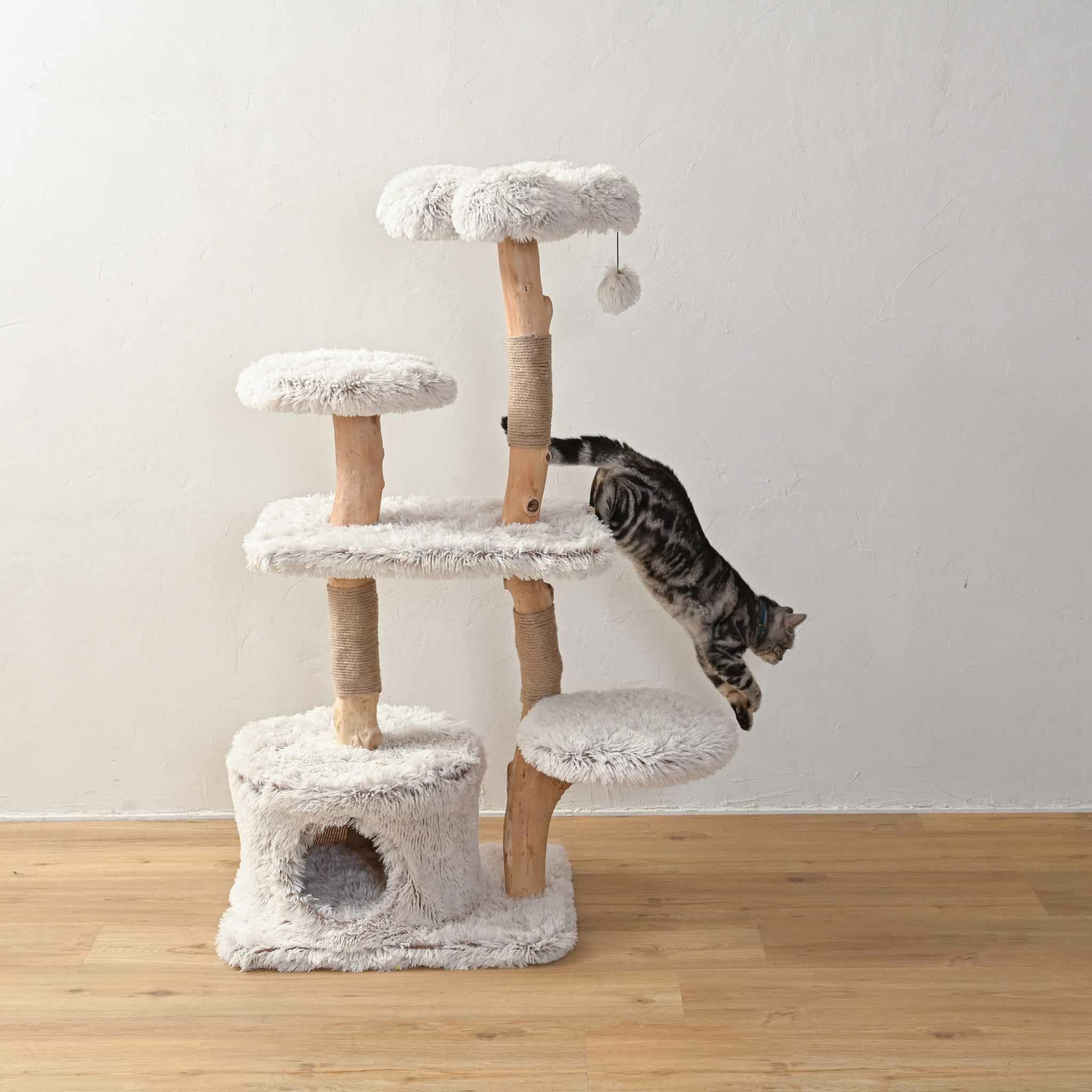 キャットツリー木製おしゃれ猫タワー天然木ナチュラルインテリア爪とぎ